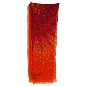 Loewe Vibrant Print Scarf in Orange Modal